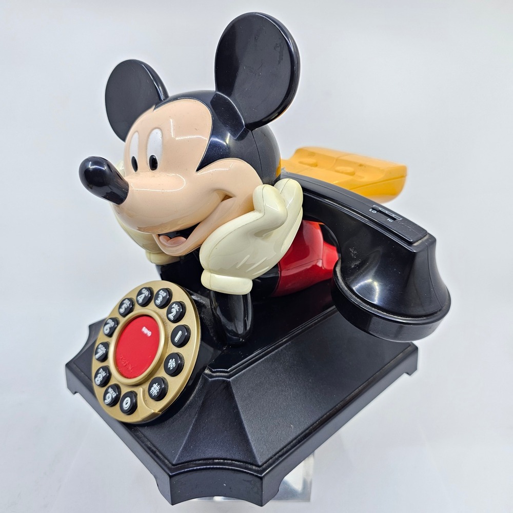 Disney Mickey Mouse Push Button Land Line Desk Phone Telemania Tested w/ Sound